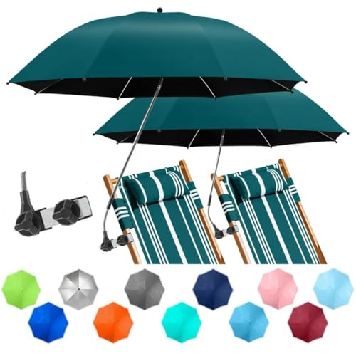NBtoUS 2 PACK Chair Beach Umbrella with Clamp 360 Adjustable Umbrellas for Chair UPF50 Umbrellafor Beach Chair Patio Chair Camping Chair Blackish Green - Image 1
