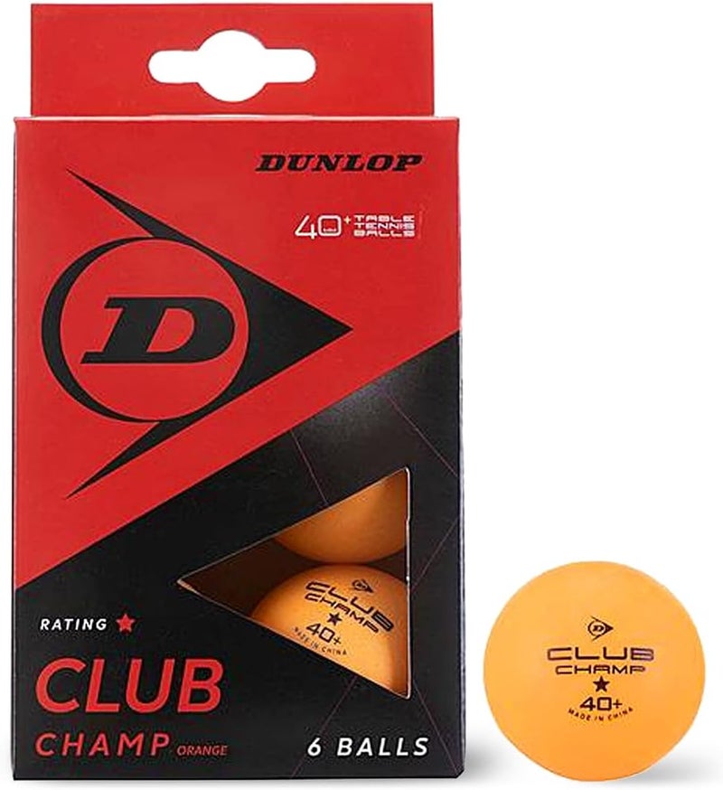 Dunlop Club Champ 6 Table Tennis Balls - Orange - Image 1