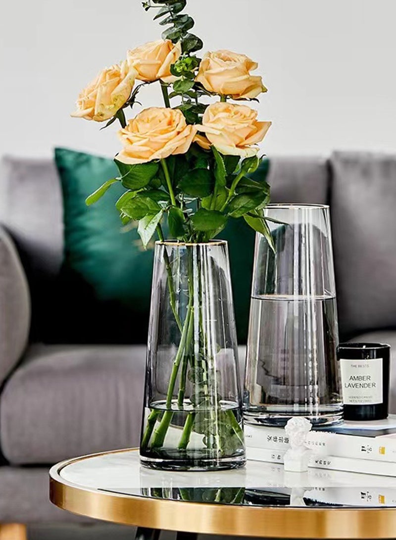 Qiccijoo Clear Glass Vase, Cylinder Flower Vase for Floral Arrangements, Weddings, Home Decor or Office,21.5cm/8.5in Tall,7cm/2.8in Opening(Grey) - Image 4