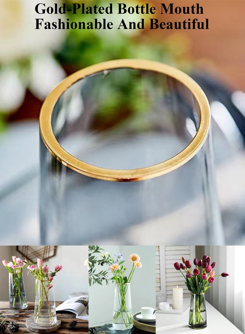 Qiccijoo Clear Glass Vase, Cylinder Flower Vase for Floral Arrangements, Weddings, Home Decor or Office,21.5cm/8.5in Tall,7cm/2.8in Opening(Grey) - Image 3