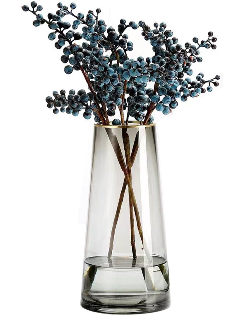 Qiccijoo Clear Glass Vase, Cylinder Flower Vase for Floral Arrangements, Weddings, Home Decor or Office,21.5cm/8.5in Tall,7cm/2.8in Opening(Grey) - Image 1