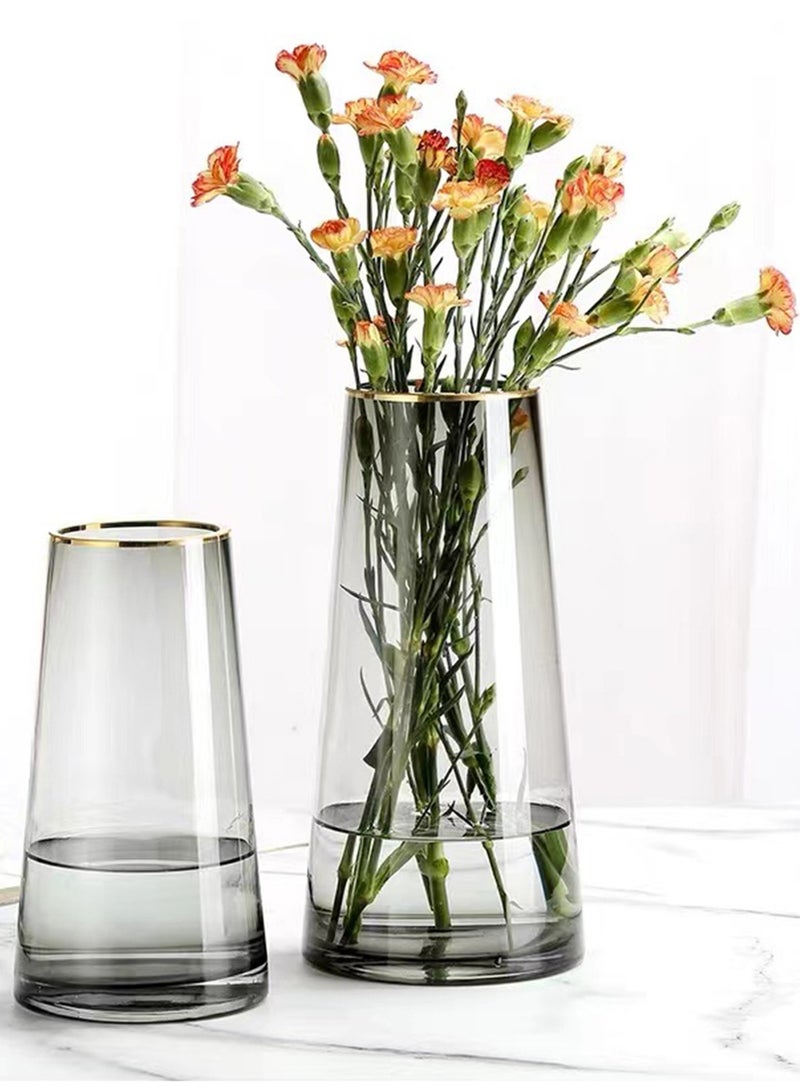 Qiccijoo Clear Glass Vase, Cylinder Flower Vase for Floral Arrangements, Weddings, Home Decor or Office,21.5cm/8.5in Tall,7cm/2.8in Opening(Grey) - Image 5