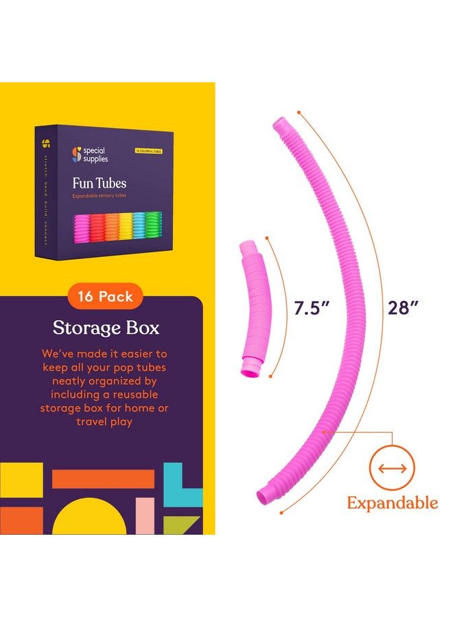 Special Supplies 16 Pack Pull And Stretch Fun Tubes For Kids Pop Bend Build And Connect Toy Provide Tactile And Auditory Sensory Play Colorful Heavy Duty Plastic  - Image 4