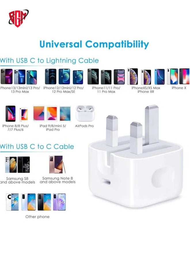 LOOK MFi Certified 20W USB C Fast Charger Plug Cable for iPhone 13 12 Pro Max/Mini/11/XS/XR/X/8 Plus/iPad