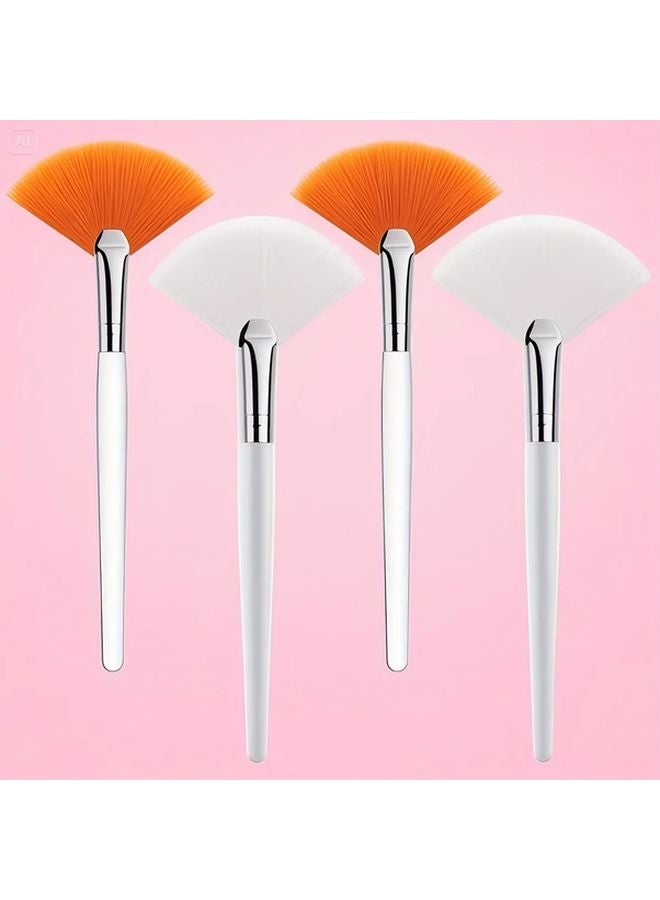 8 قطع فرشاة تدليك وجهية بشعيرات نايلون صفراء وبيضاء، لمسة ناعمة، شكل مروحة برأس كف اليد - Image 2