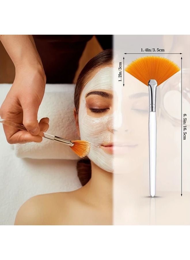 8 قطع فرشاة تدليك وجهية بشعيرات نايلون صفراء وبيضاء، لمسة ناعمة، شكل مروحة برأس كف اليد - Image 5