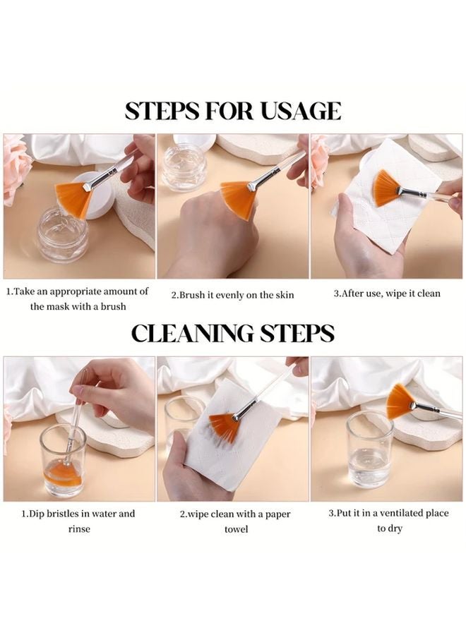 8 قطع فرشاة تدليك وجهية بشعيرات نايلون صفراء وبيضاء، لمسة ناعمة، شكل مروحة برأس كف اليد - Image 4