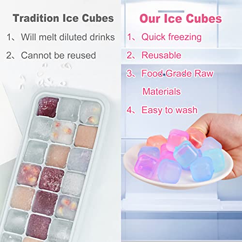 VOGVOG 80 Pack Color-changing Reusable Ice Cube for Drinks, Colorful Square Plastic ice Cubes Without Diluting BPA Free, Refreezable Ice Cubes for Coffee, Wine, Whiskey, Cocktails - Image 2