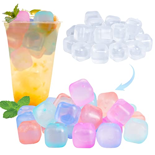 VOGVOG 80 Pack Color-changing Reusable Ice Cube for Drinks, Colorful Square Plastic ice Cubes Without Diluting BPA Free, Refreezable Ice Cubes for Coffee, Wine, Whiskey, Cocktails - Image 1