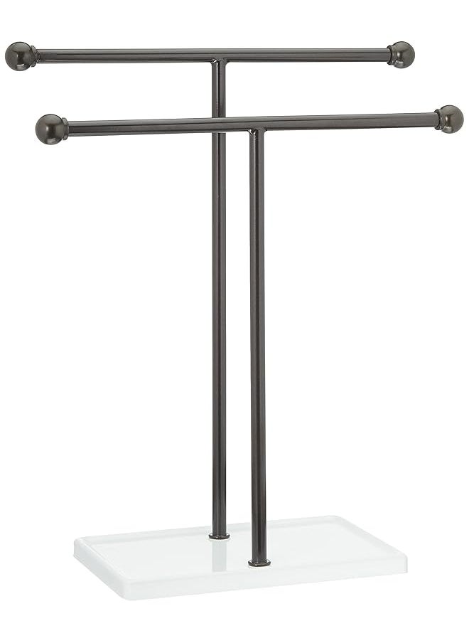 erorex Double T Hand Towel Holder And Accessories Jewelry Stand Bronze White  - Image 1