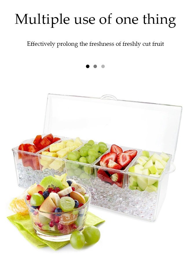 DUNISO Seasoning box, multifunctional plastic spice rack, five compartment separable spice container with three clips and three spoons, suitable for spices, salt, sugar, fruits, 40.7x15.8x11cm  - Image 4