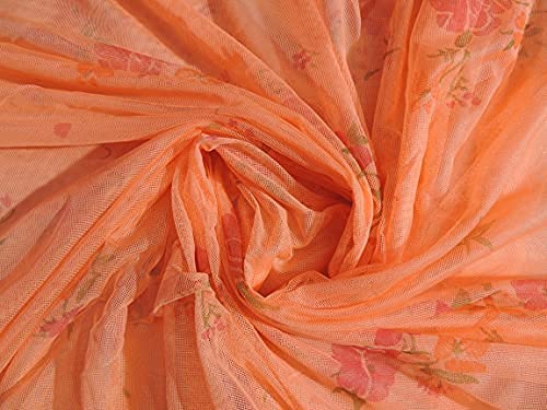 KOLAR Double Bed Mosquito Net,Flower Print Premium Machardani (6.5X6 Feet),Peach - Image 2