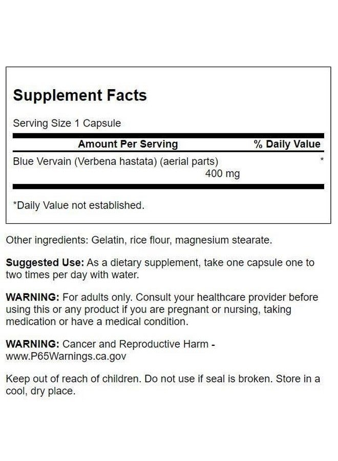 SWANSON سوانسون طيف كامل من نبات الفيرفين الأزرق 400 ملليجرام 60 كبسولة - Image 2