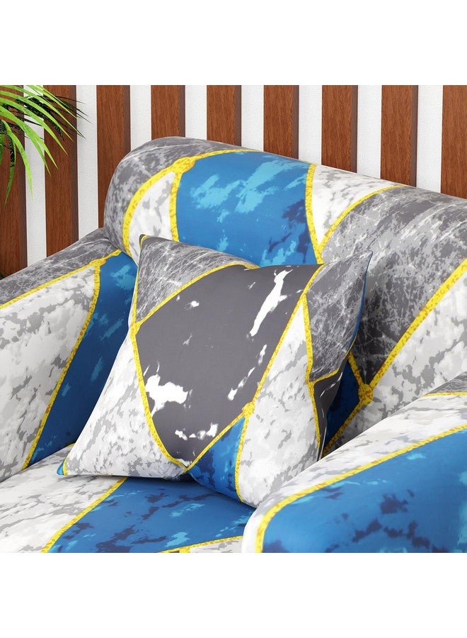 Lukzer Universal 1 Seater Sofa Cover with 1 Pillow Case 140 GSM Big Elasticity Slipcover for Couch Protector Stretchable (Colorful Marble Design/90-140Cm) Sc-033-01, Multicolor - Image 3