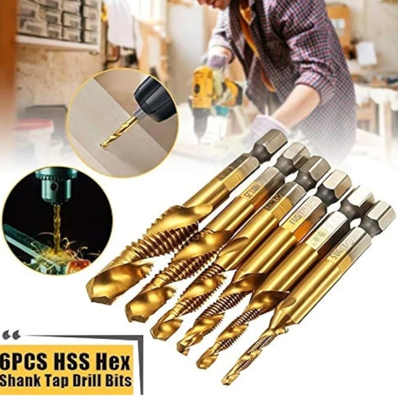 Zglol Hardware Titanium Coated Spiral Drill Bit Set M3 M4 M5 M6 M8 M10 Drill Bit Set, 1/4" Hex DURMIRI Screw - 6 Pieces - Image 5