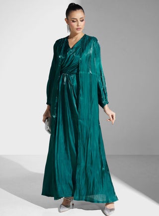 Emerald Satin Maxi Dress