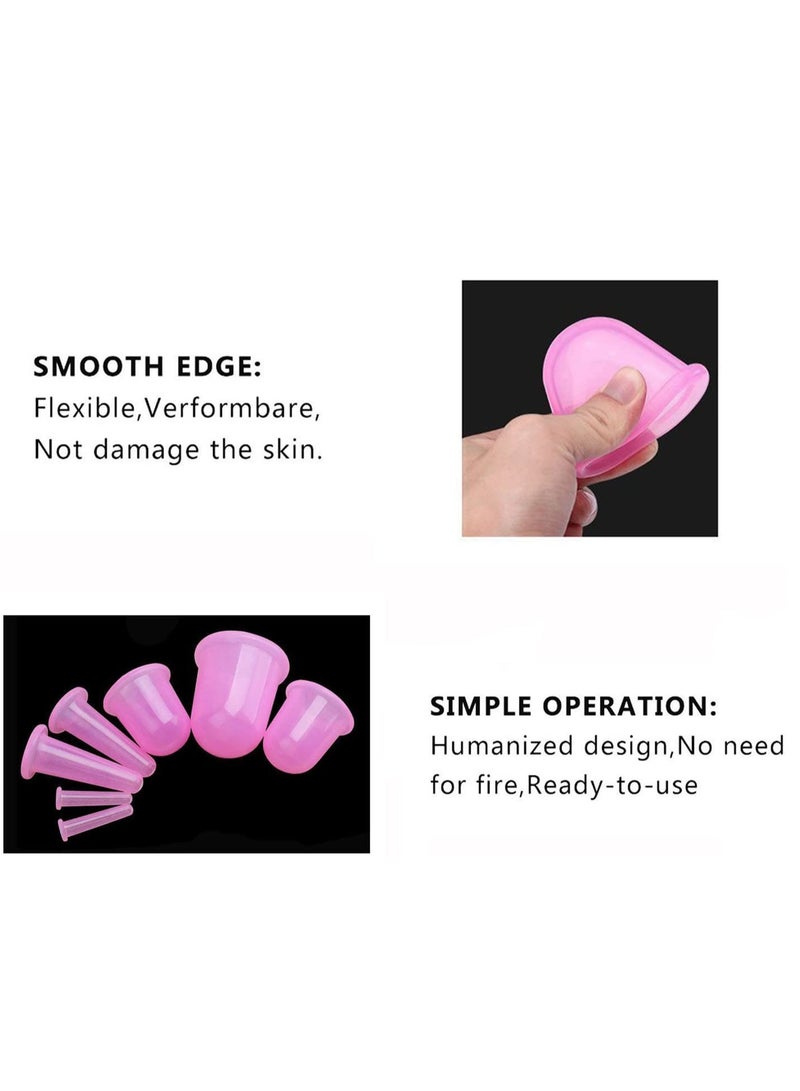 Excefore Cupping Therapy Sets 7Pcs Silicone Anti Cellulite Cup Vacuum Suction Massage Cups Facial Body and Face Massager for Adults Home Use (Pink) - Image 3