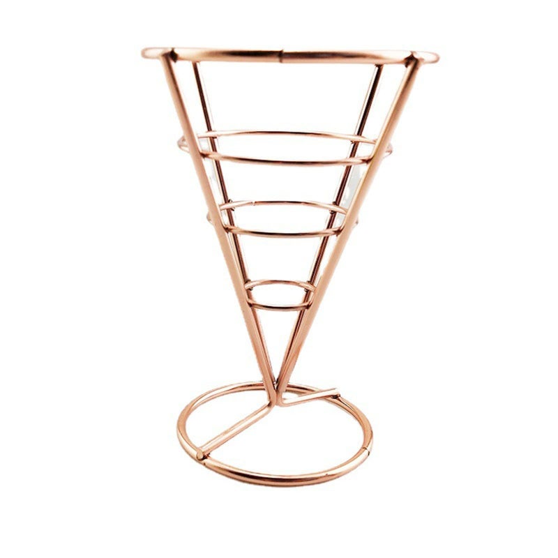 Silver Metal Wire Cone Basket French Fry Chips Food Display Stand Home Outdoor Event - Image 2