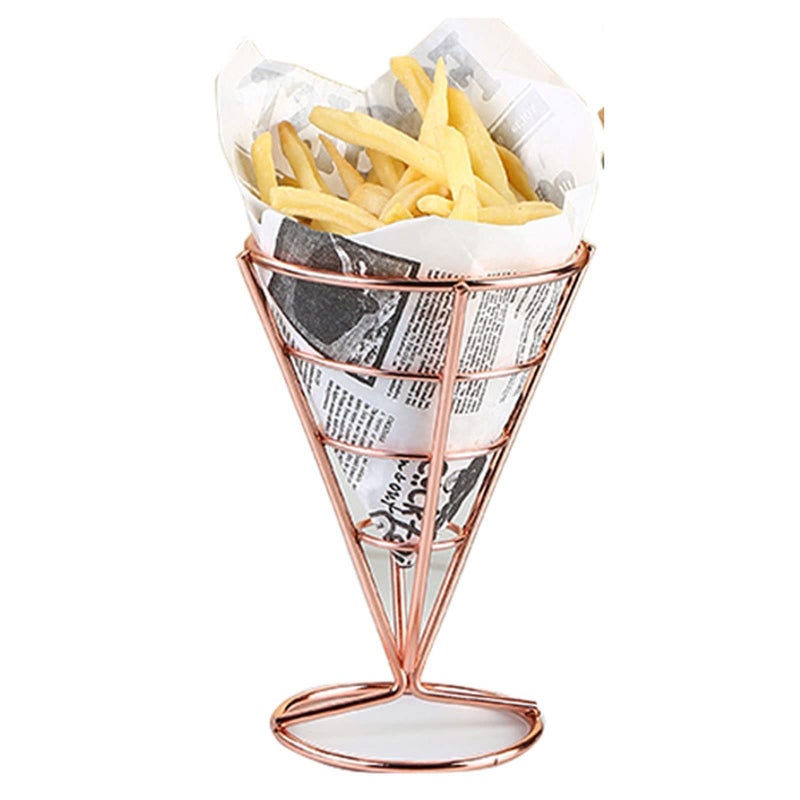 Silver Metal Wire Cone Basket French Fry Chips Food Display Stand Home Outdoor Event - Image 3