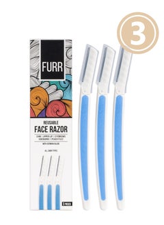 Furr Furr Face Razor for Women, German Blades, Removes hair from chin, upper lip, eyebrows and sideburns, reusable for all skin types, 3 Razors – Pack of 3  - Image 1