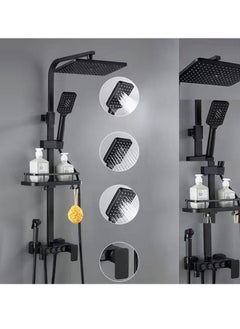 Hihonor Shower Set,Shower Kit 8-Inch Shower Head with Handheld Including Rough-In Valve Body,Storage Rack and Trim Bathroom Rainfall Shower Kit Square  - Image 3