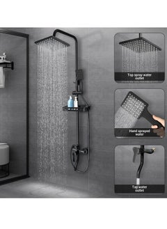 Hihonor Shower Set,Shower Kit 8-Inch Shower Head with Handheld Including Rough-In Valve Body,Storage Rack and Trim Bathroom Rainfall Shower Kit Square  - Image 5