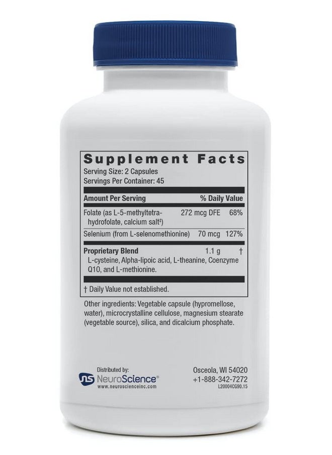 NeuroScience - NeuroScience Calm G Glutamate Management & Immune System Supplement - Selenium, Folate, L Theanine, Alpha lipoic Acid + CoQ10 for Stress Management - Helps Fatigue & Mood (90 Capsules) - Image 1