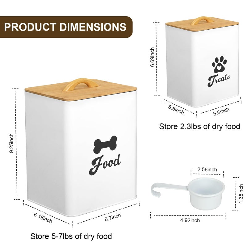 Dekosilave Dog Treat Container 2PCS, Dog Food Storage Container with Lids Airtight, Dog Treat Jars for Kitchen Counter-7+3Lbs, Small Dog Cookie Jar for Storage, (Upgraded) White - Image 4