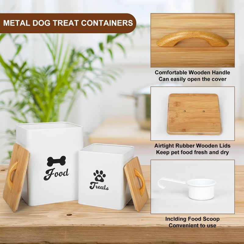 Dekosilave Dog Treat Container 2PCS, Dog Food Storage Container with Lids Airtight, Dog Treat Jars for Kitchen Counter-7+3Lbs, Small Dog Cookie Jar for Storage, (Upgraded) White - Image 2