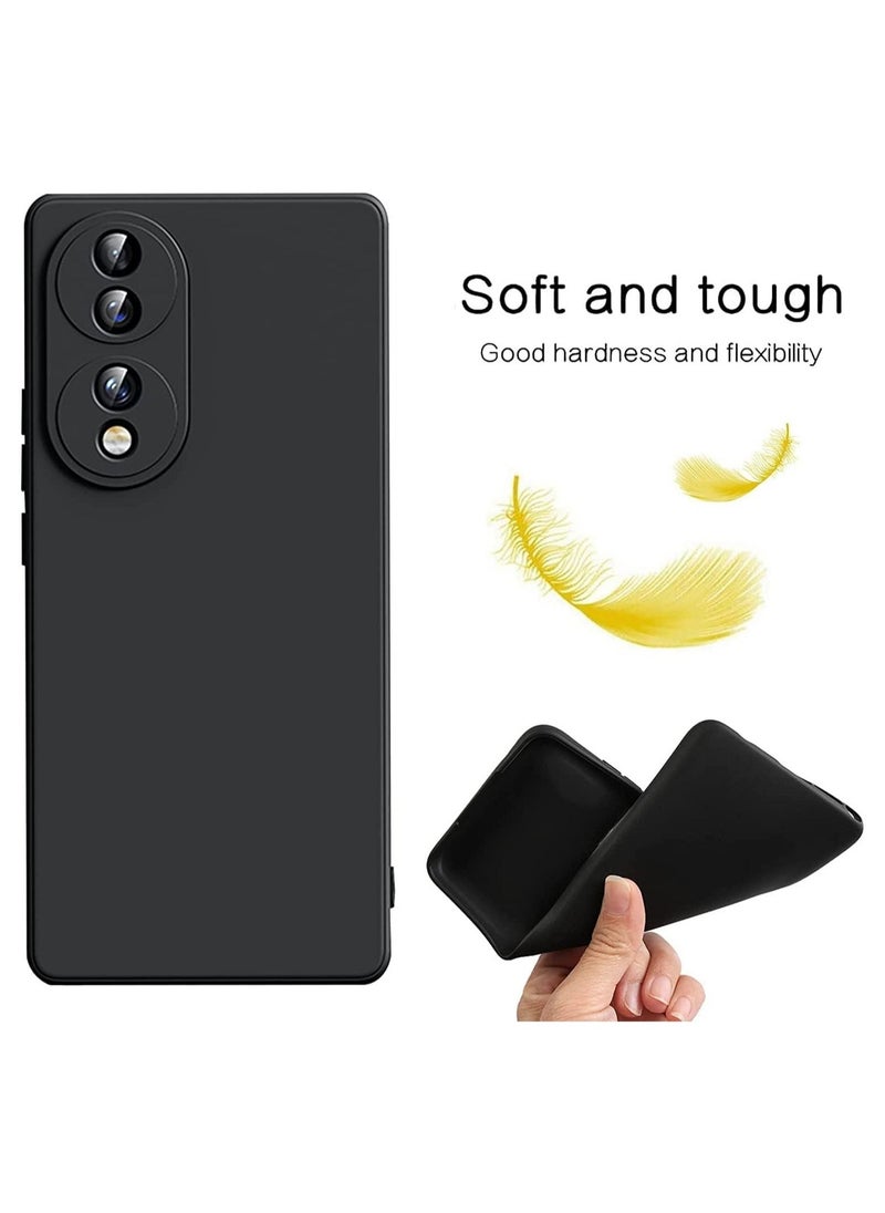 Honor 70 Case Soft Flexible Silicone Slim Fit TPU Back Cover Matt Black Protective Rubber Case with Camera Protection