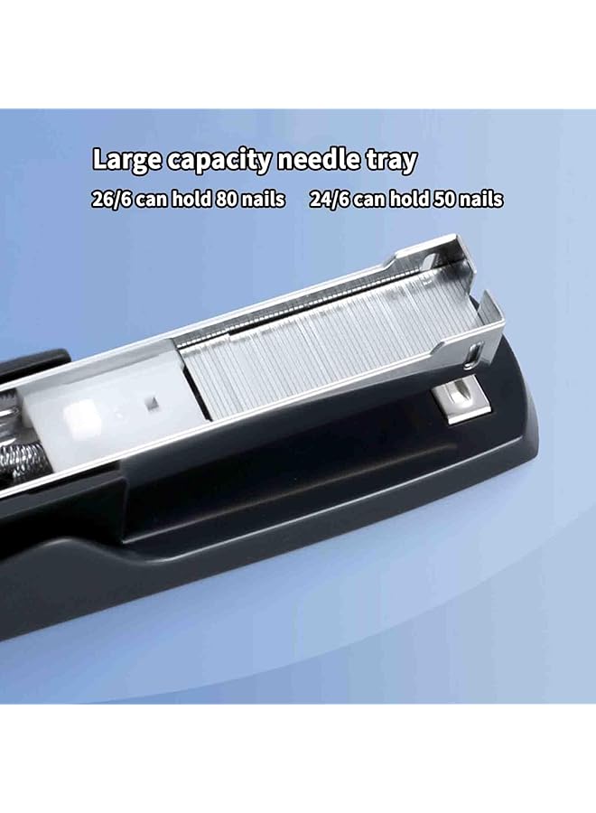 إيروريكس دباسة صغيرة مع دبابيس دباسة ودباسة مكتب صغيرة للورق يمكنها تدبيس 40 صفحة 24 6 26 6 متعددة الوظائف للاستخدام المكتبي هدية موفرة للجهد باللون الأسود 105X30X45 مم - Image 2