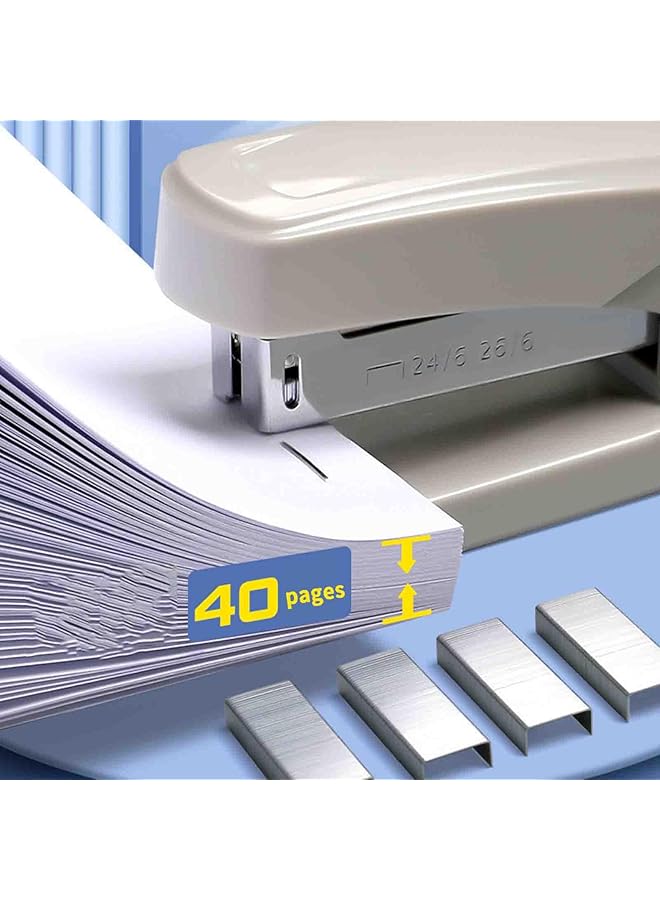 إيروريكس دباسة صغيرة مع دبابيس دباسة ودباسة مكتب صغيرة للورق يمكنها تدبيس 40 صفحة 24 6 26 6 متعددة الوظائف للاستخدام المكتبي هدية موفرة للجهد باللون الأسود 105X30X45 مم - Image 4