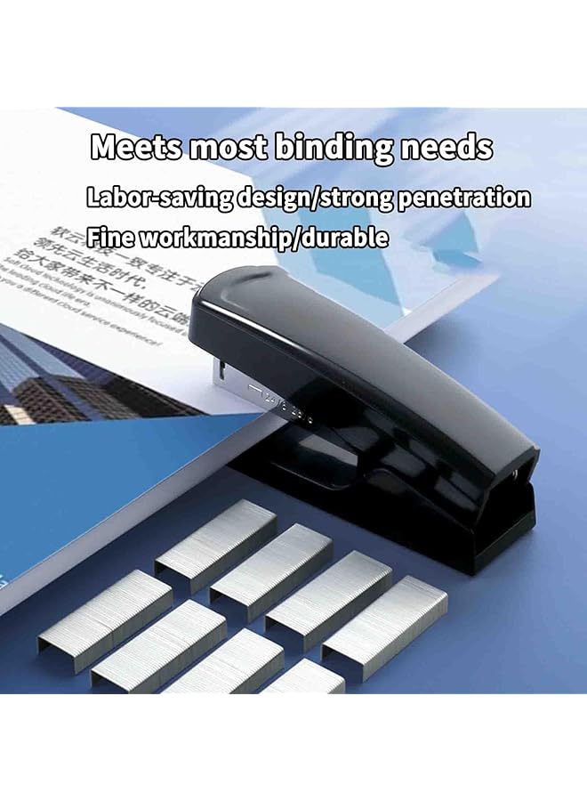 إيروريكس دباسة صغيرة مع دبابيس دباسة ودباسة مكتب صغيرة للورق يمكنها تدبيس 40 صفحة 24 6 26 6 متعددة الوظائف للاستخدام المكتبي هدية موفرة للجهد باللون الأسود 105X30X45 مم - Image 5
