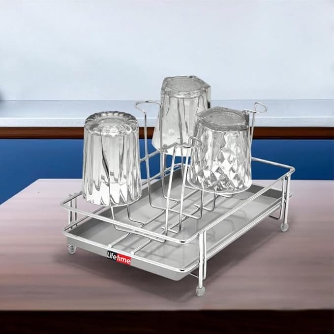 LIFE TIME Glass Holder for Stainless Steel Glass Stand for Kitchen Dining Table Glass Holder (6 Glasses Stand) - Image 2
