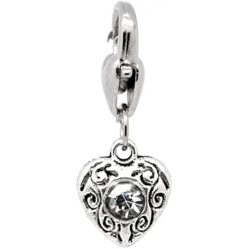 SEXY SPARKLES Clip on Birthstone Charms Color Rhinestone Heart Charms