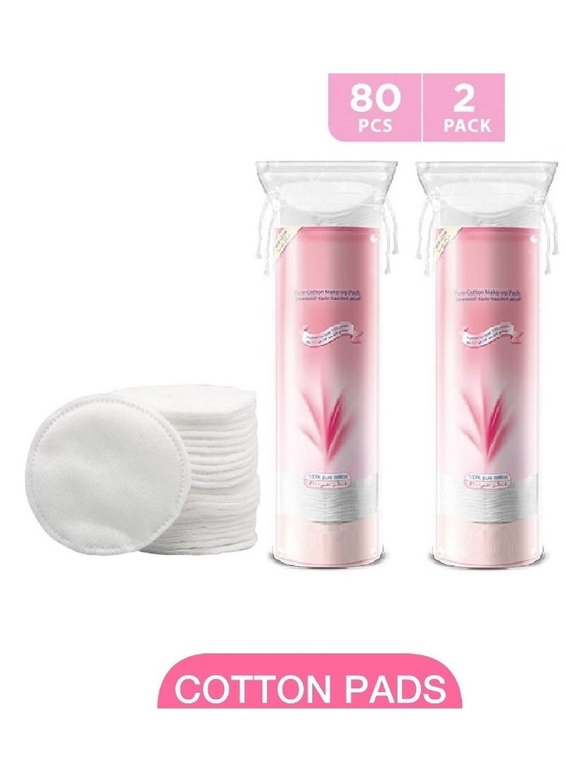 Generic 2 Pack Of 80 Pure Cotton Make-Up Pads White  - Image 1