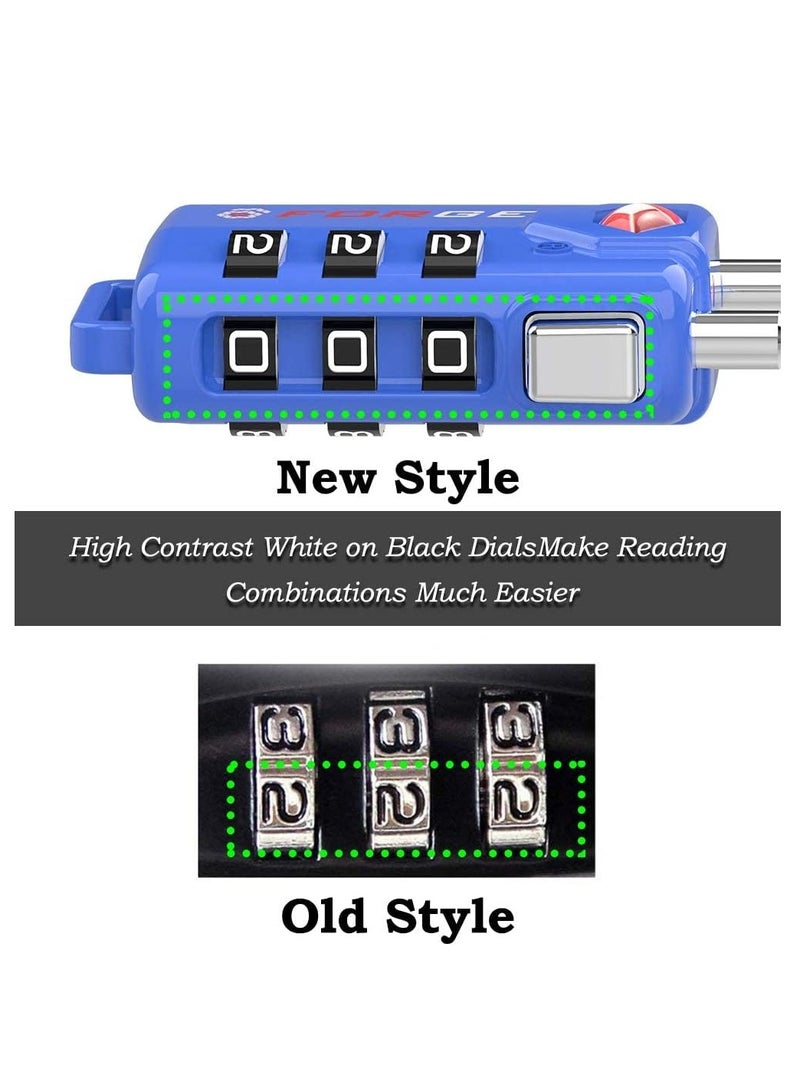 Forge Bright Colors TSA approved cable luggage locks 2 pack blue re-settable combination with alloy body  - Image 4