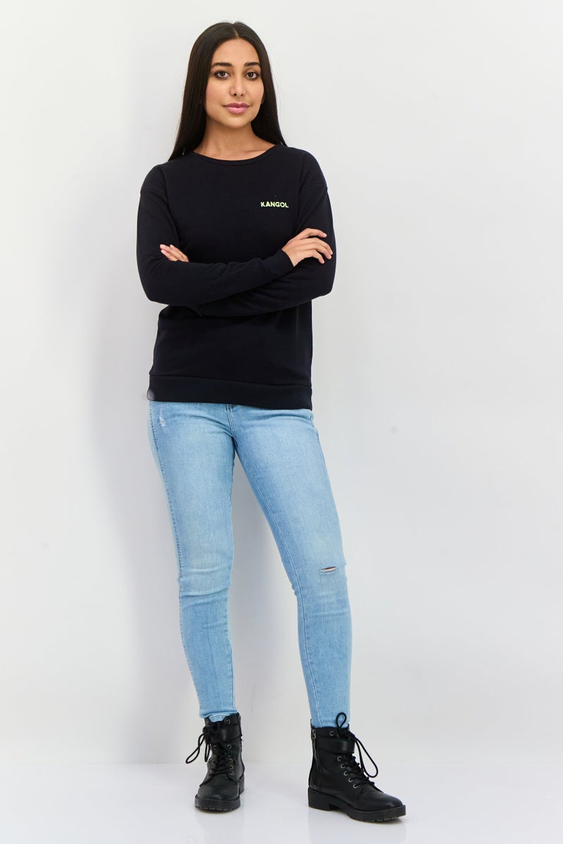 KANGOL Women Embroidered Logo Long Sleeves Sweatshirt, Black - Image 4