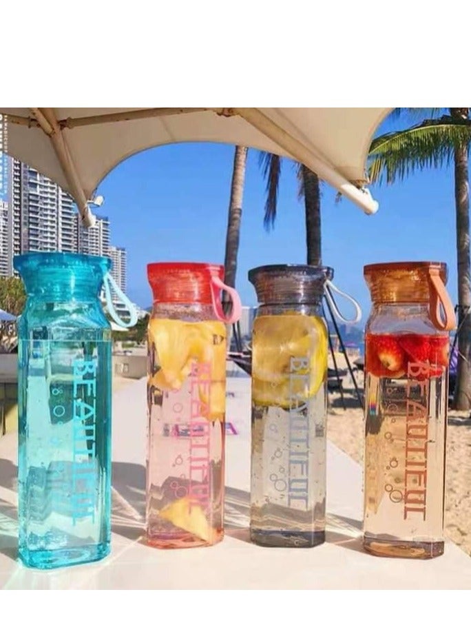 Beautiful Beautiful Sports Water Bottle - Transparent Design - 500 ml - Multicolor - 3845 - Image 1