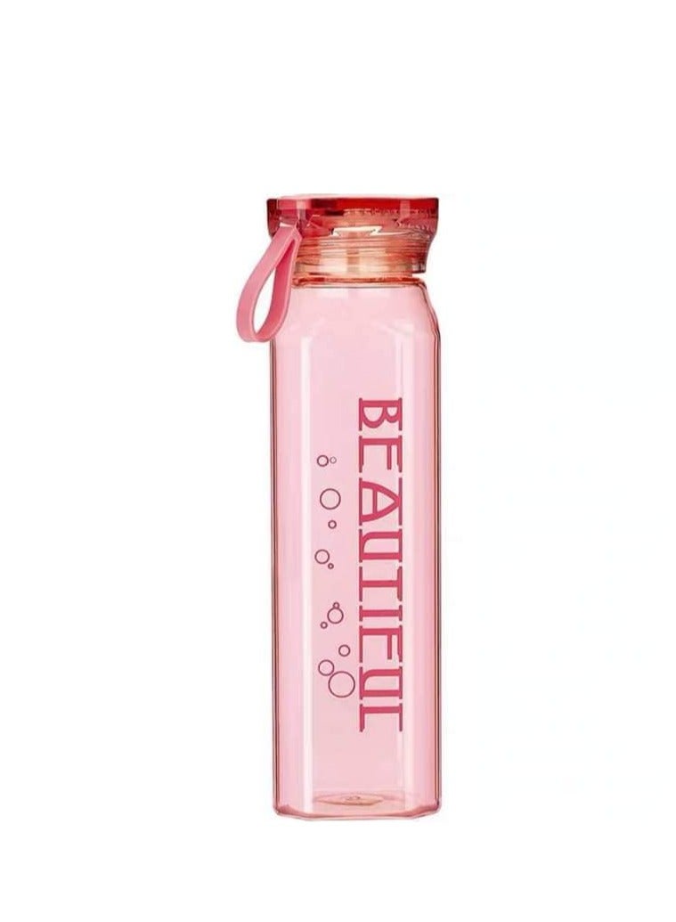 بيوتيفول زجاجة ماء رياضية "Beautiful " -تصميم شفاف-500 مل- متعدد الالوان-3845 - Image 2