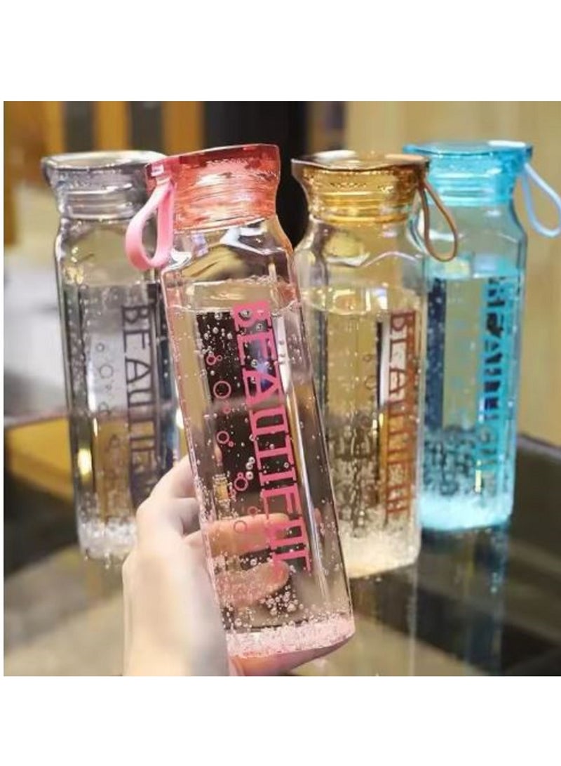 بيوتيفول زجاجة ماء رياضية "Beautiful " -تصميم شفاف-500 مل- متعدد الالوان-3845 - Image 5