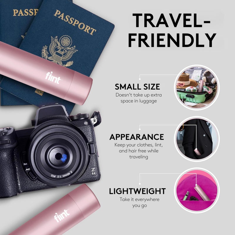 Flint Rose Gold Retractable Mini Lint Roller with 90 Extra Sticky Sheets, Small and Portable Lint Roller, Ideal Pet Hair Remover, Travel Lint Rollers for pet Hair Extra Sticky - Image 3