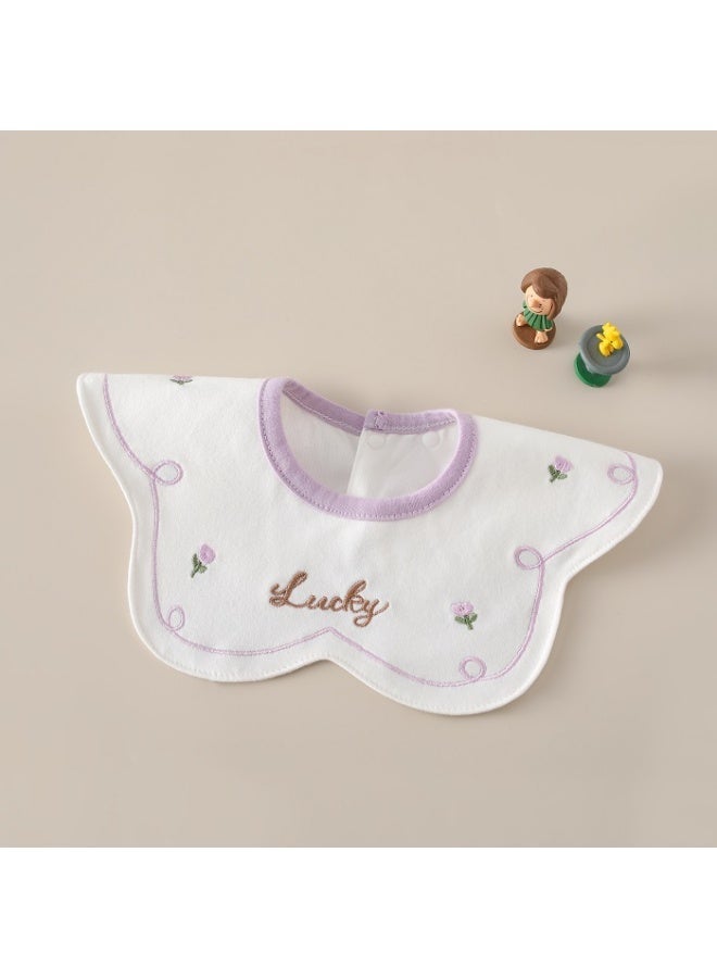3-Pack Infant Bibs - 360° Rotatable Waterproof Cotton Drool Bibs for Newborns, Anti-Spit Milk Essentials with Petal Design - Image 4