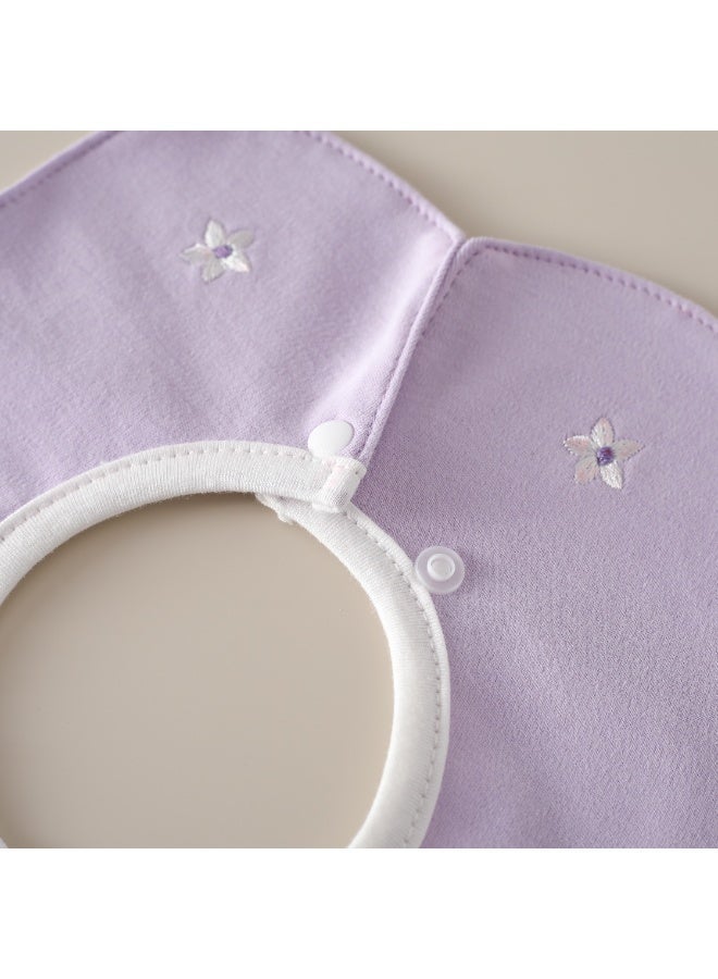 3-Pack Infant Bibs - 360° Rotatable Waterproof Cotton Drool Bibs for Newborns, Anti-Spit Milk Essentials with Petal Design - Image 5