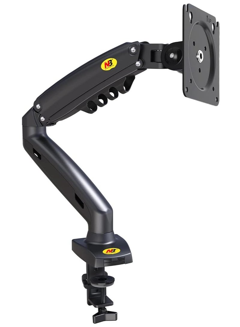 Computer Monitor Desk Mount Stand with Gas Spring Arm Adjustable Height Tilt Angle for 17-27 Inch Flat or Curved Screens Black - Image 1