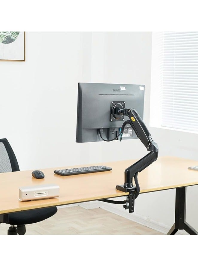 Computer Monitor Desk Mount Stand with Gas Spring Arm Adjustable Height Tilt Angle for 17-27 Inch Flat or Curved Screens Black - Image 4