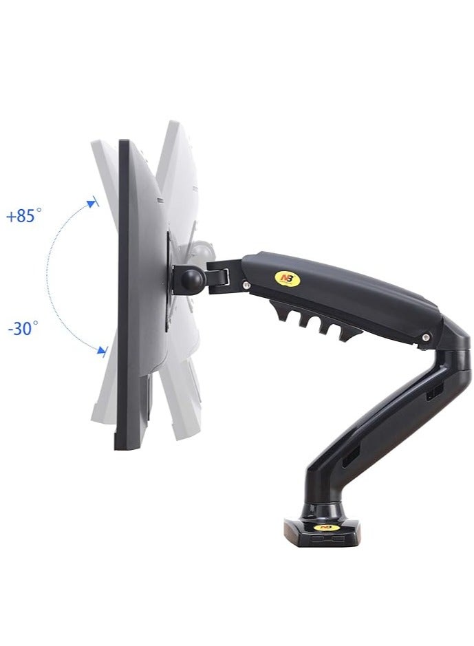 Computer Monitor Desk Mount Stand with Gas Spring Arm Adjustable Height Tilt Angle for 17-27 Inch Flat or Curved Screens Black - Image 2