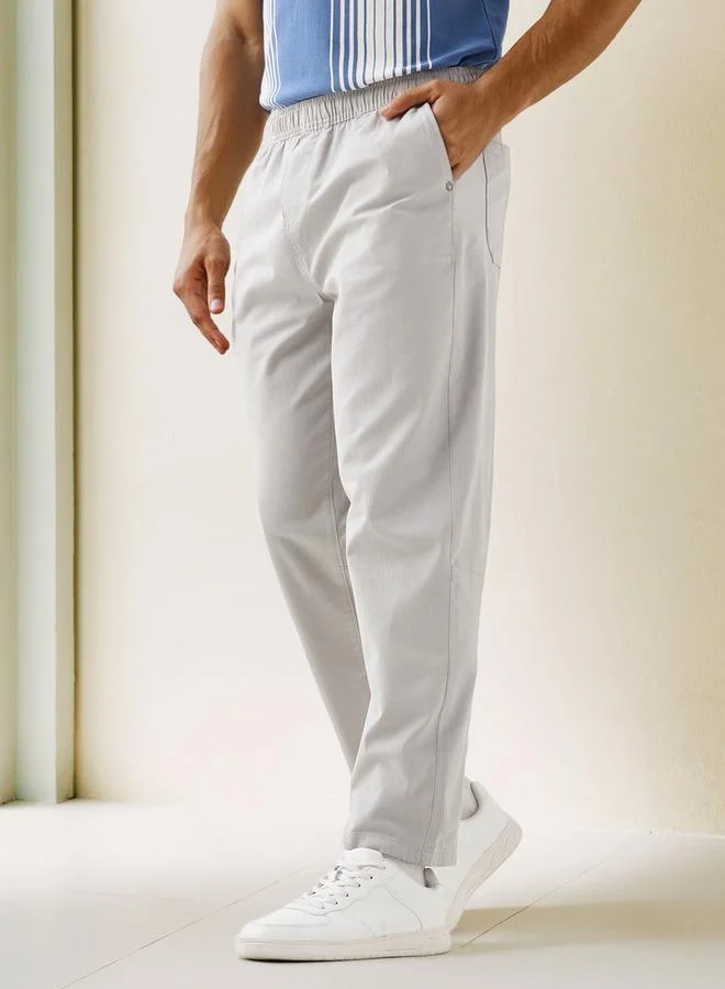 Relaxed Fit Trousers with Flexi Comfort Waistband and Pockets