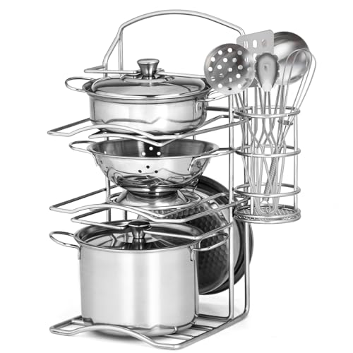 TikOnsYol 12Pcs Kids Pots and Pans Playset Pretend Play Kitchen Set Toy Stainless Steel Pots and Pans Cooking Toys Accessories for Kids Toddler Age 3 Years Old - Image 1