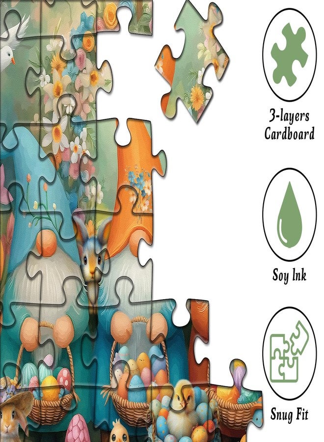 PICKFORU أحجية أقزام عيد الفصح للكبار، 1000 قطعة، أحجية حديقة الزهور تتميز بأزهار متقاطعة وأرانب وأقزام وحمامة، تحدي أحجية عيد الفصح الربيعية الطبيعية - Image 4